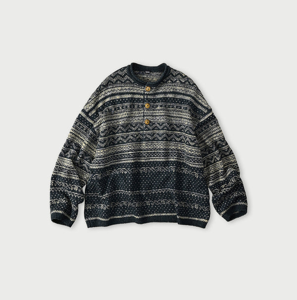 45R Indigo Nordic Jacquard 908 Henley