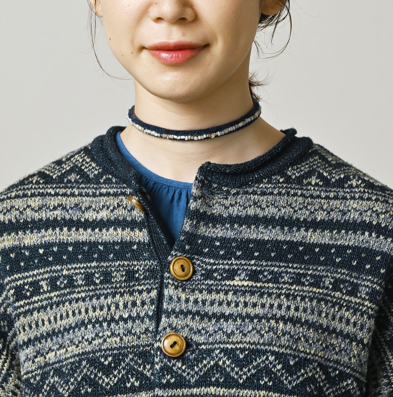45R Indigo Nordic Jacquard 908 Henley - Image 12
