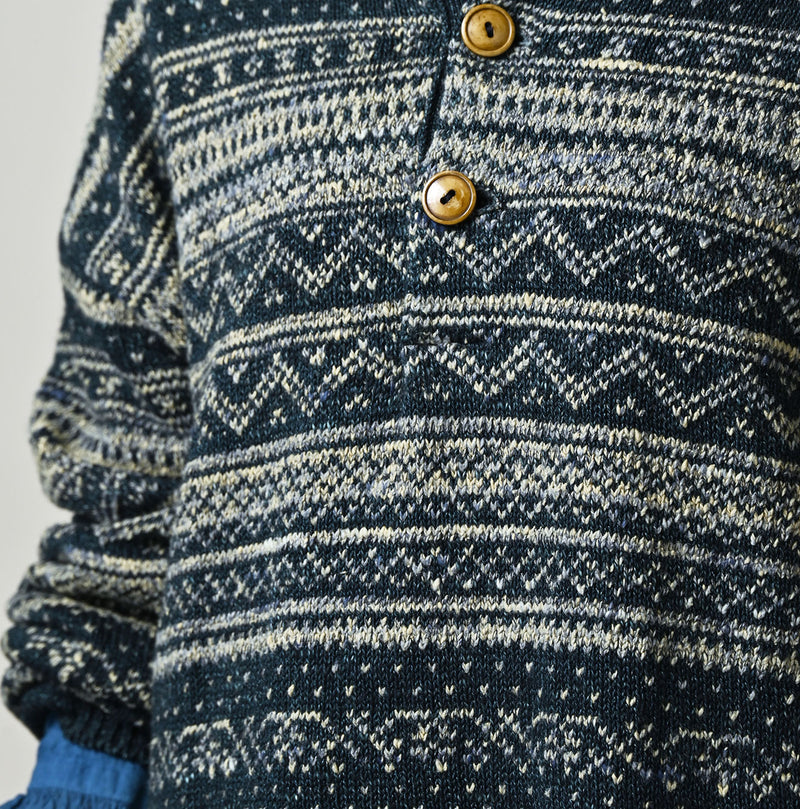 45R Indigo Nordic Jacquard 908 Henley - Image 13