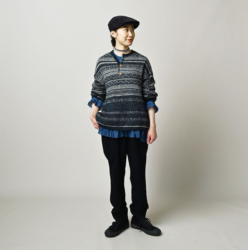 45R Indigo Nordic Jacquard 908 Henley - Image 3