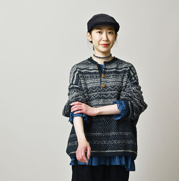 45R Indigo Nordic Jacquard 908 Henley