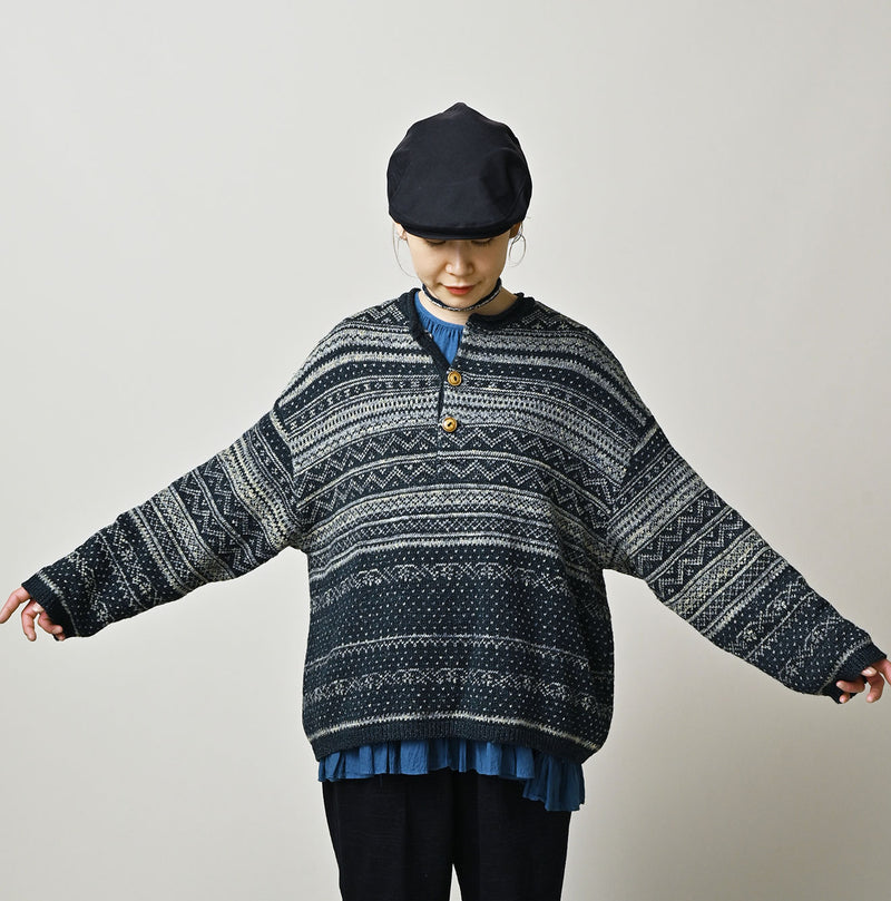 45R Indigo Nordic Jacquard 908 Henley - Image 8