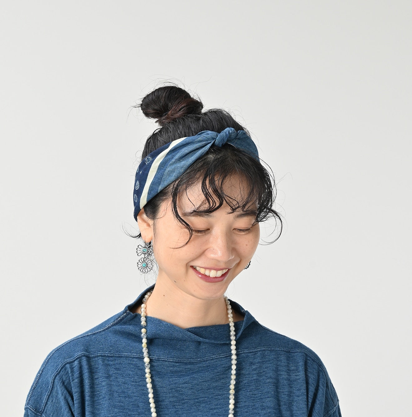 45R Indigo Komon Bandana