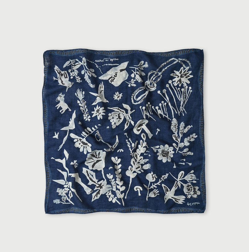 45R Indigo Supima Donkey Tail Bandana - Image 1