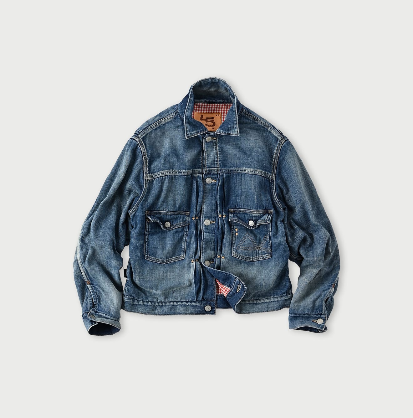 45R Indigo 45 Petit Denim Lining Jacket Distressed