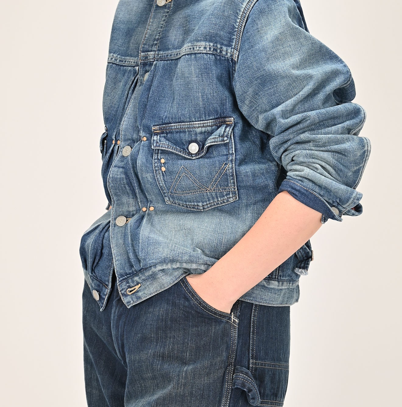 45R Indigo 45 Petit Denim Lining Jacket Distressed