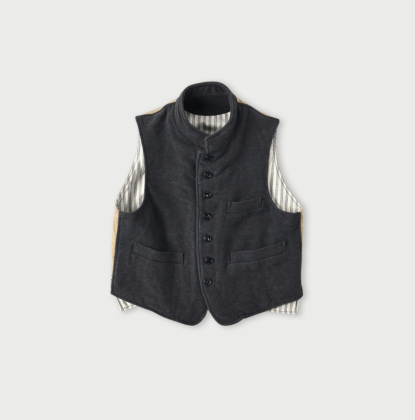 45R Gray Cotton Flannel 908 Stand Collar Vest