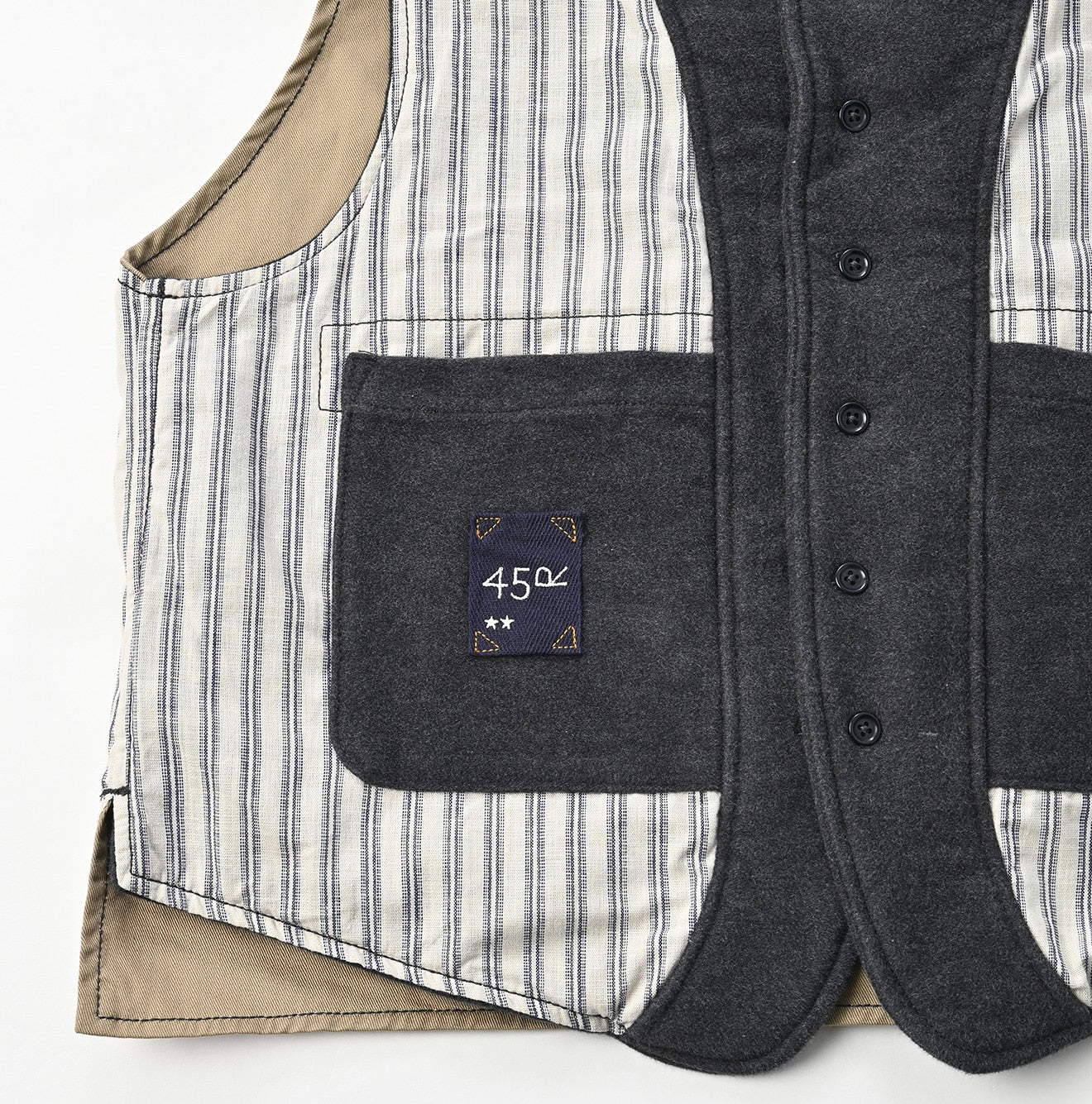 45R Gray Cotton Flannel 908 Stand Collar Vest