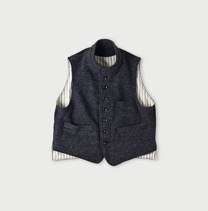 45R British Tweed 908 Stand Collar Vest