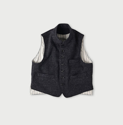 45R British Tweed 908 Stand Collar Vest