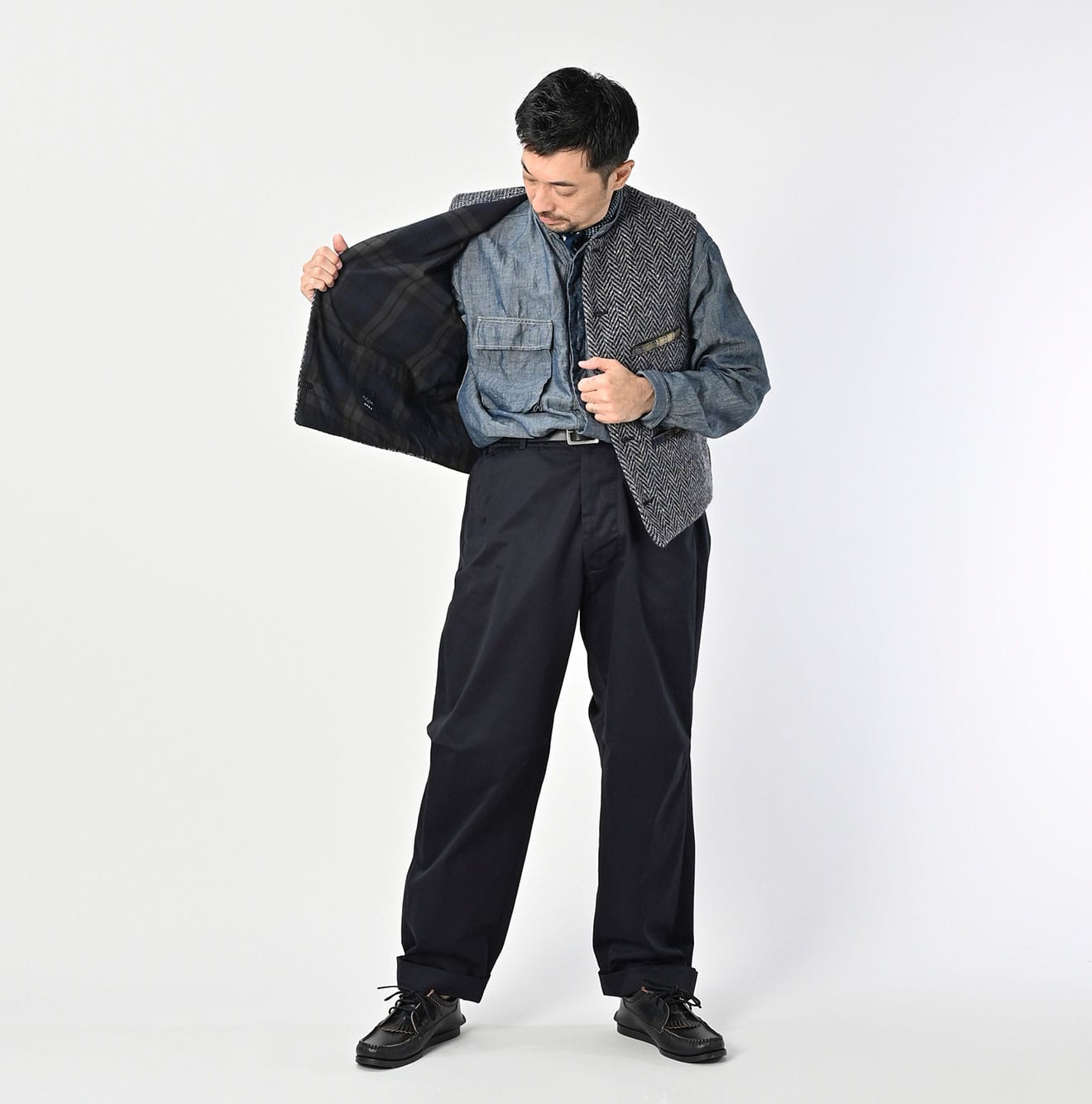 45R Tamatebako Tweed 908 Patchwork Vest - Image 2