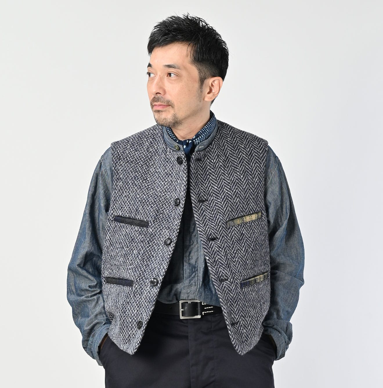45R Tamatebako Tweed 908 Patchwork Vest - Image 3