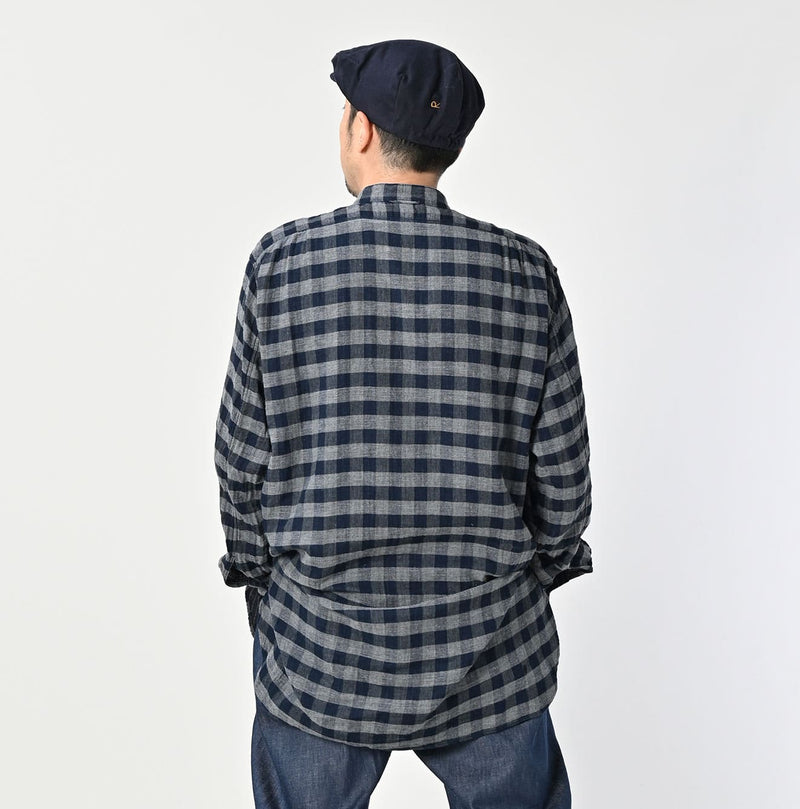 45R Indigo Fuwafuwa Double Woven Grandpa Shirt