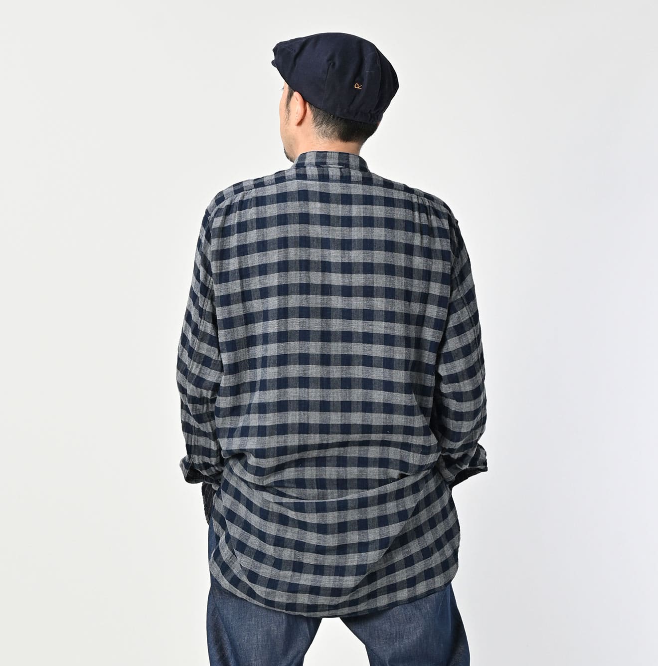 45R Indigo Fuwafuwa Double Woven Grandpa Shirt
