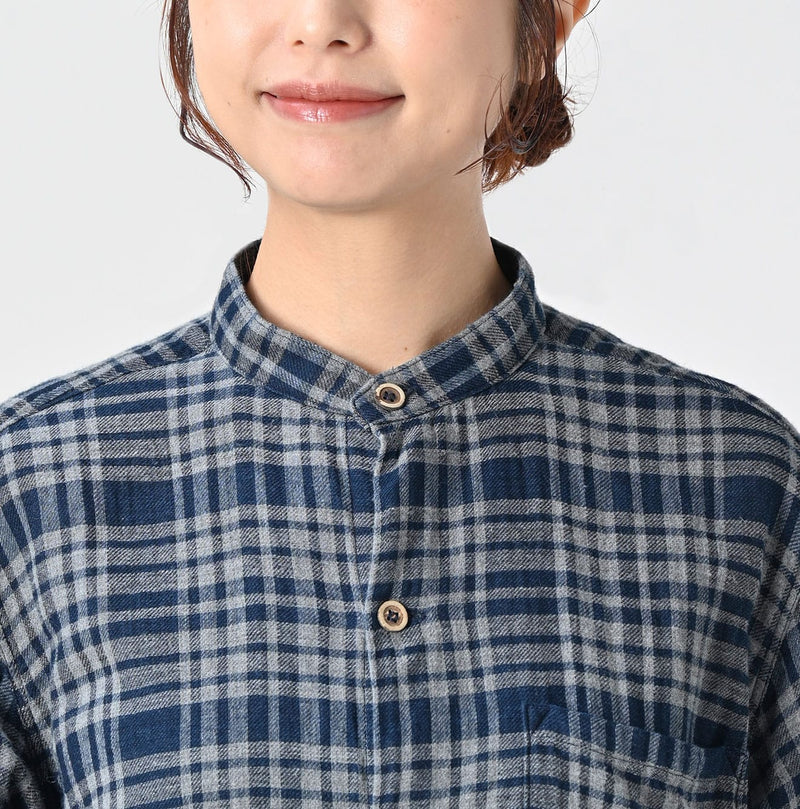 45R Indigo Fuwafuwa Double Woven Grandpa Shirt - Image 13