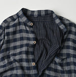 45R Indigo Fuwafuwa Double Woven Grandpa Shirt