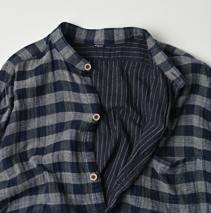 45R Indigo Fuwafuwa Double Woven Grandpa Shirt - Image 19