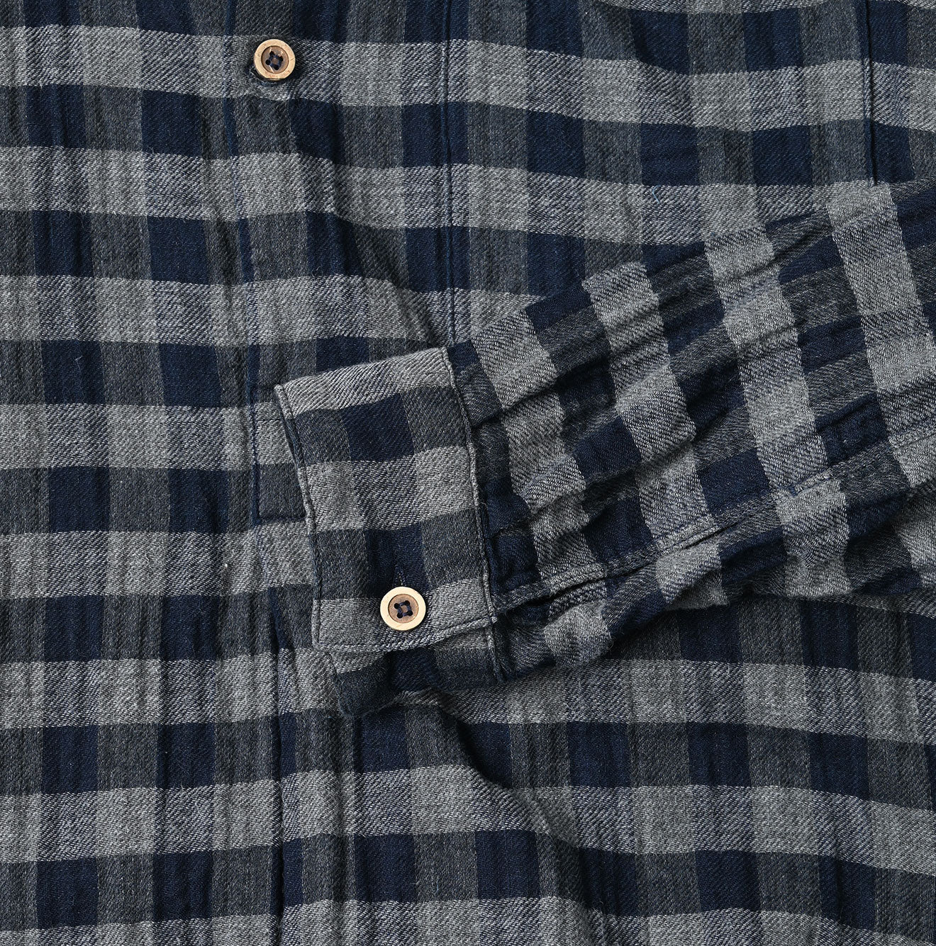 45R Indigo Fuwafuwa Double Woven Grandpa Shirt