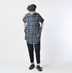 45R Indigo Fuwafuwa Double Woven Grandpa Shirt