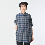 45R Indigo Fuwafuwa Double Woven Grandpa Shirt