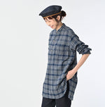 45R Indigo Fuwafuwa Double Woven Grandpa Shirt