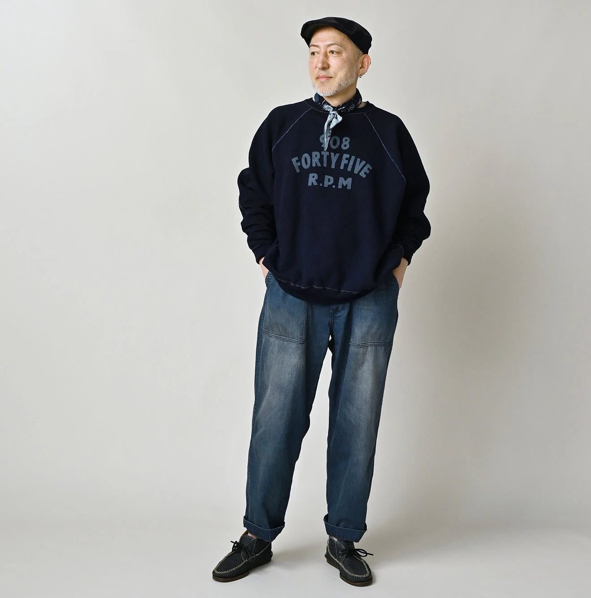 45R Indigo Cotton Fleece 908 Logo Sweatshirt - Image 3
