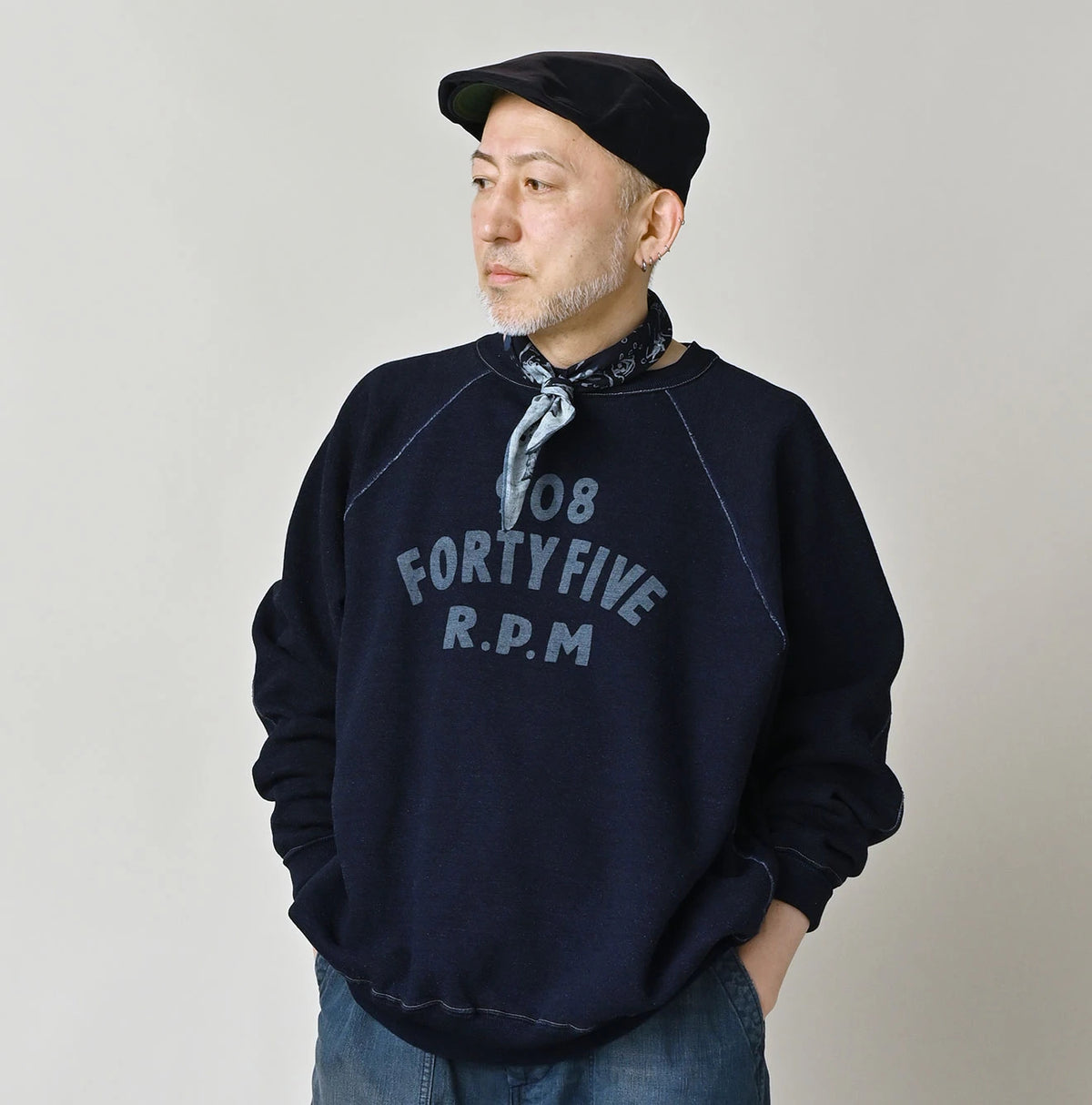 45R Indigo Cotton Fleece 908 Logo Sweatshirt