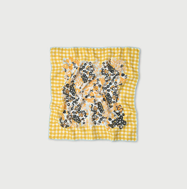 Supima Twill Gingham Check Flower Bandana