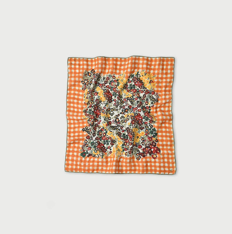 Supima Twill Gingham Check Flower Bandana