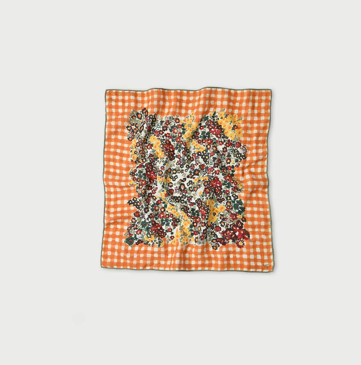 Supima Twill Gingham Check Flower Bandana