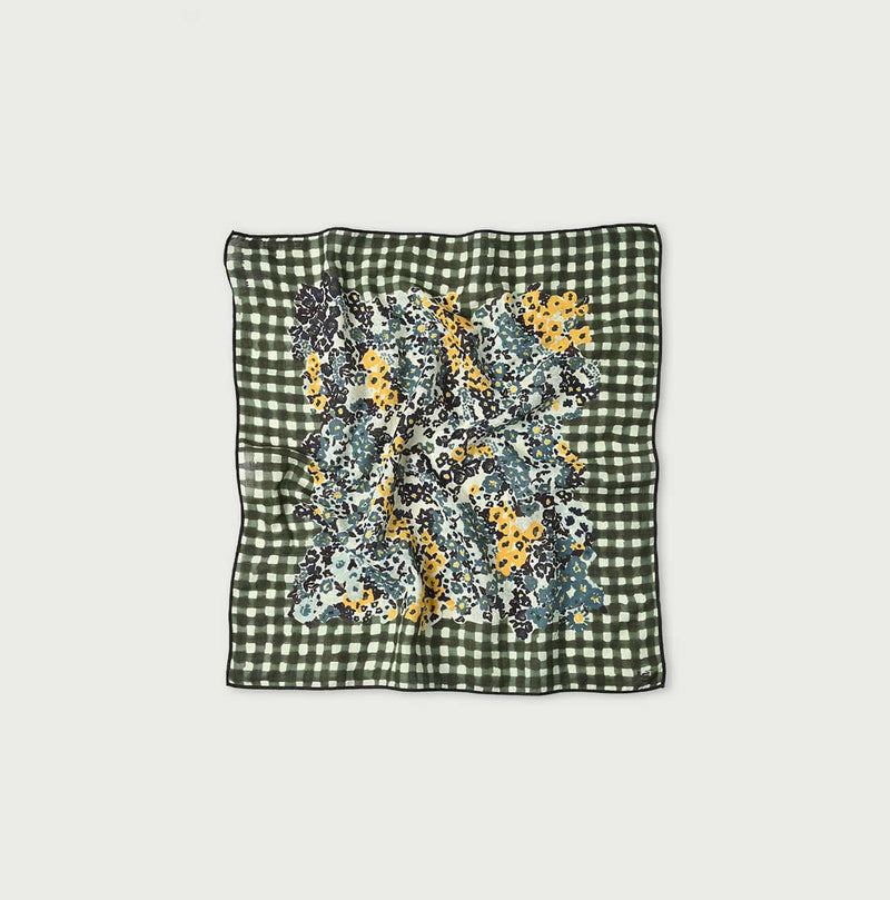 Supima Twill Gingham Check Flower Bandana