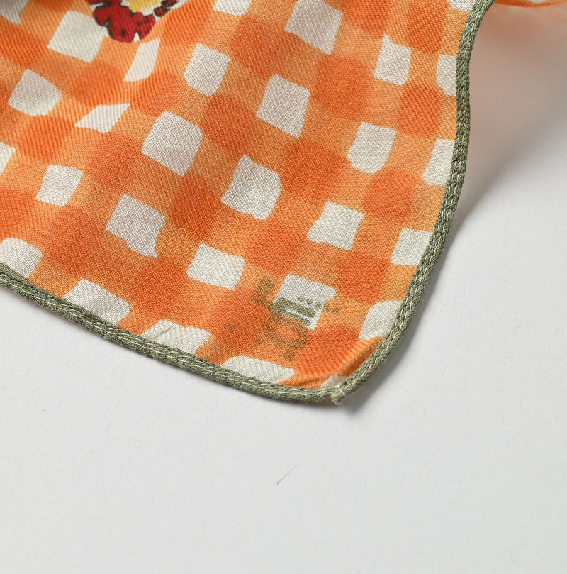 Supima Twill Gingham Check Flower Bandana