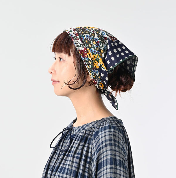 Supima Twill Gingham Check Flower Bandana