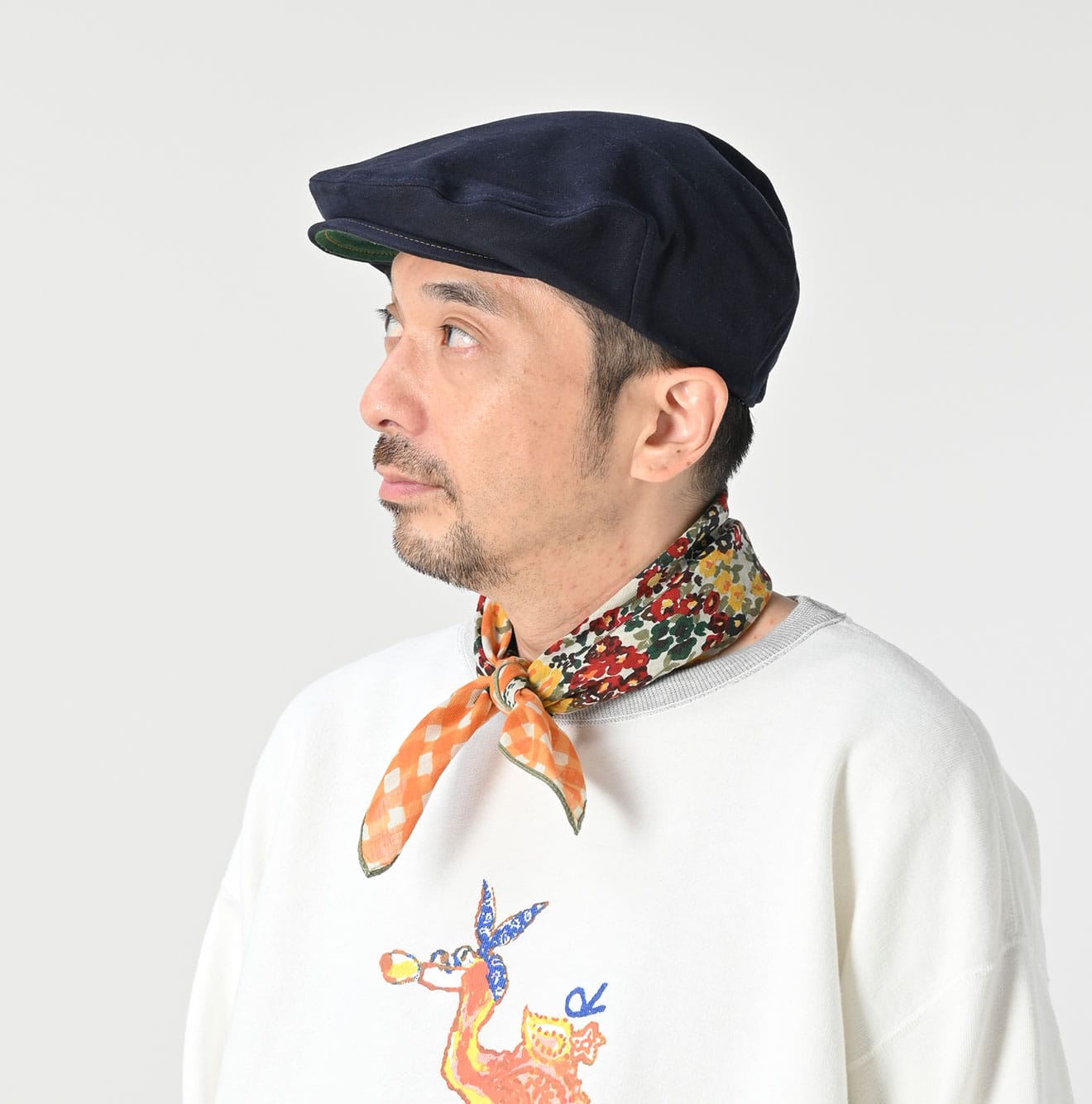 Supima Twill Gingham Check Flower Bandana | 45R Official Online