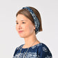 45R Indigo Twill Gingham Check Flower Bandana