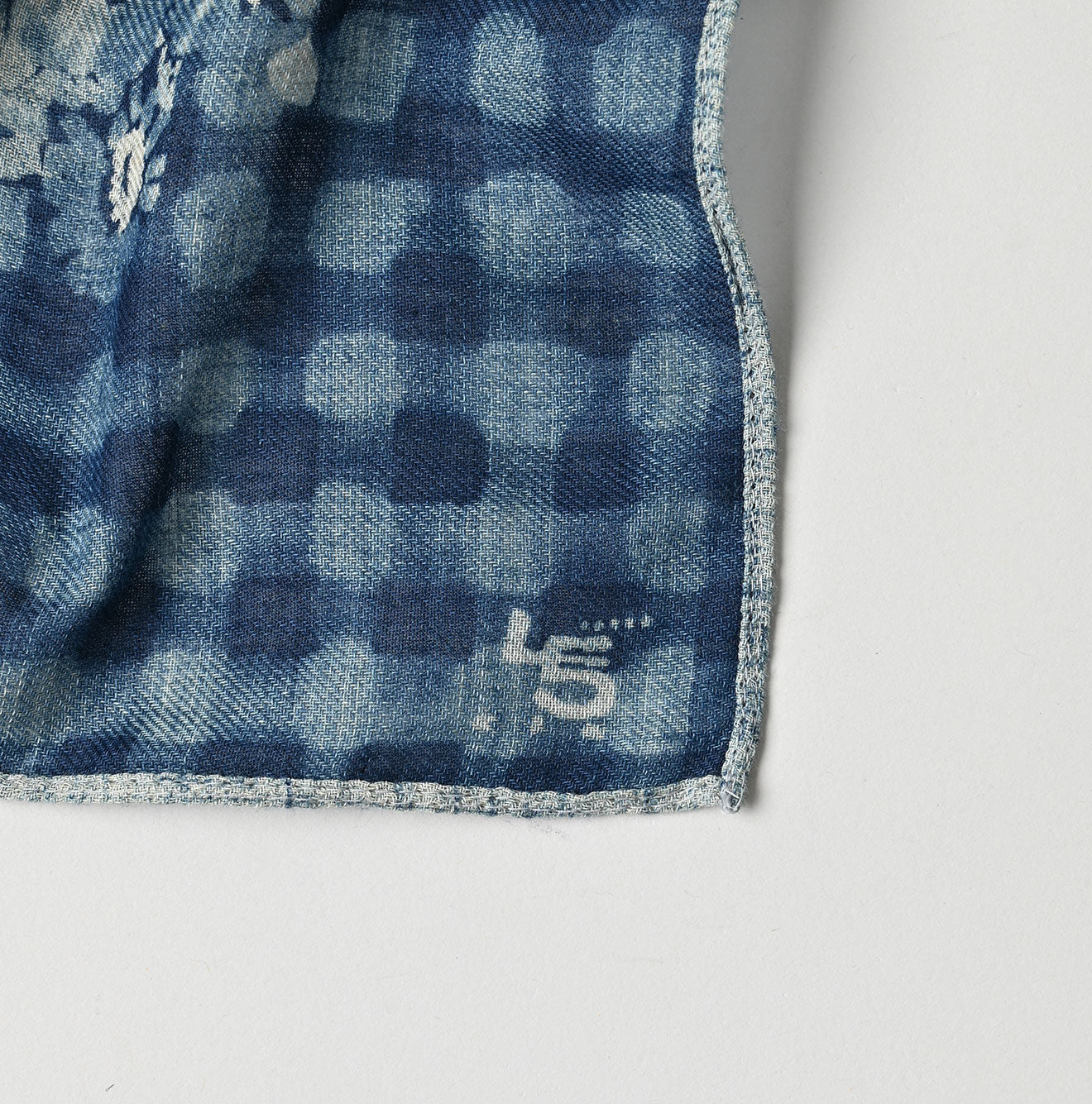 45R Indigo Twill Gingham Check Flower Bandana