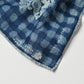 45R Indigo Twill Gingham Check Flower Bandana