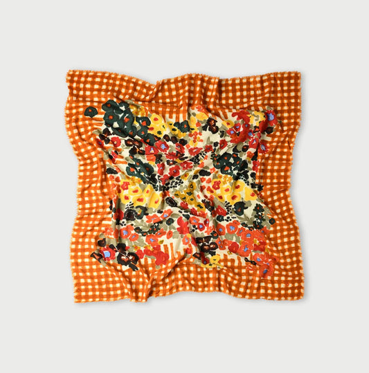 45R Float Twill Gingham Check Flower FUROSHIKii