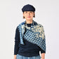 45R Indigo Twill Gingham Check Flower FUROSHIKii