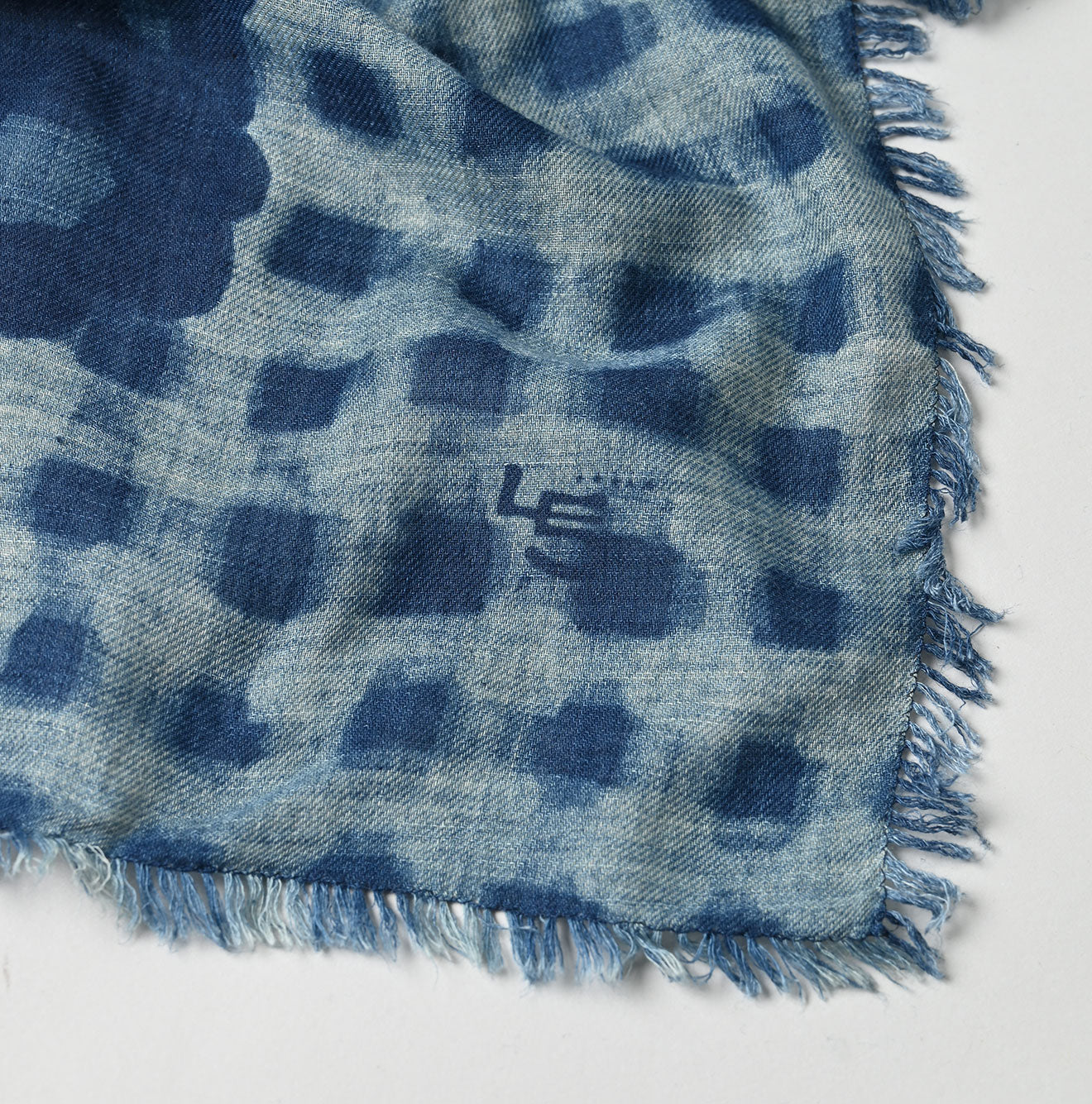45R Indigo Twill Gingham Check Flower FUROSHIKii