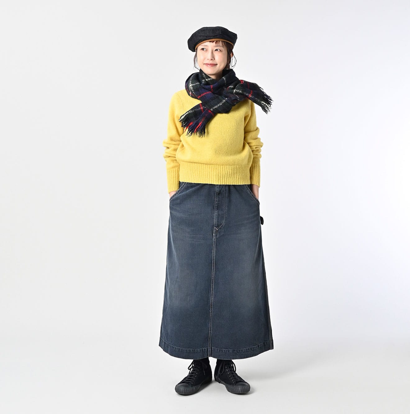 45R Merino Cashmere Check Muffler