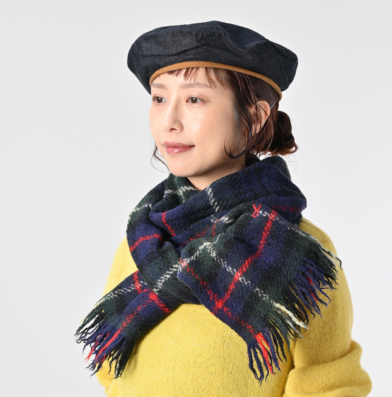 45R Merino Cashmere Check Muffler