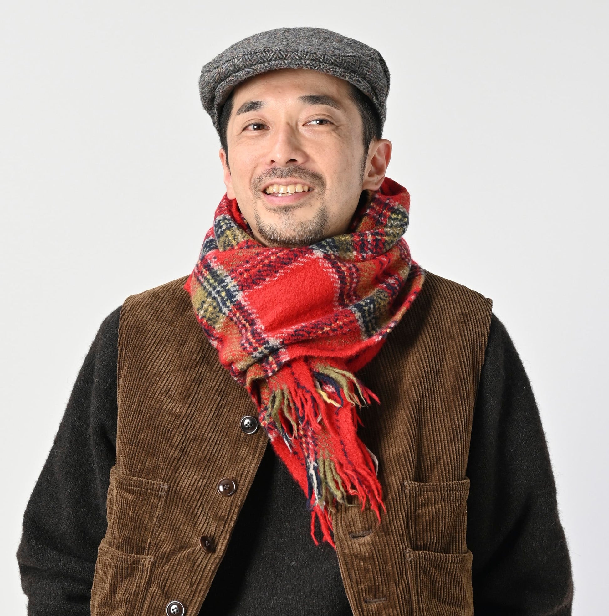 45R Merino Cashmere Check Muffler
