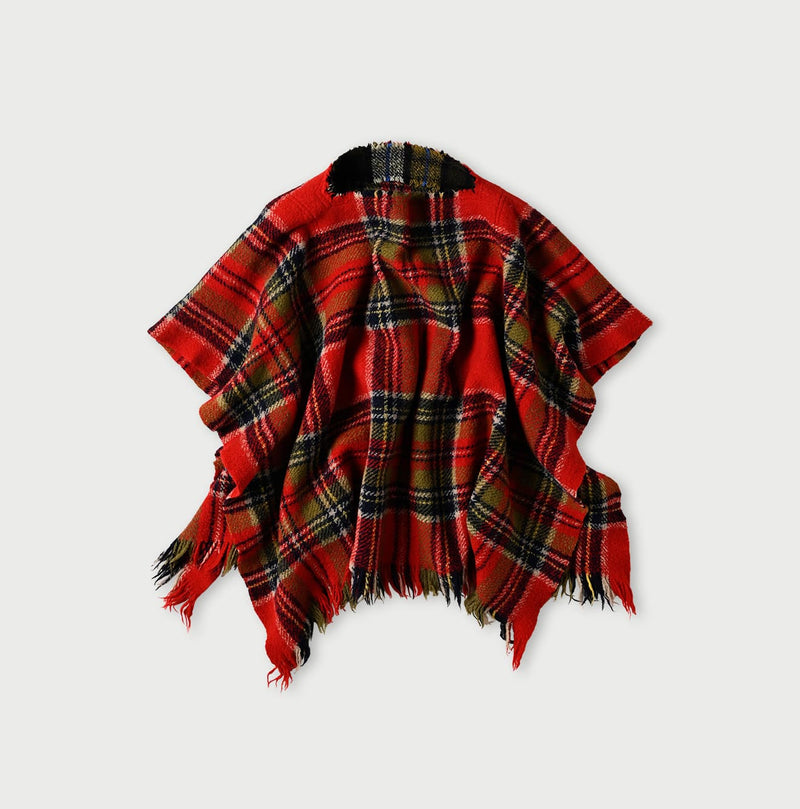 45R Merino Cashmere Check Poncho