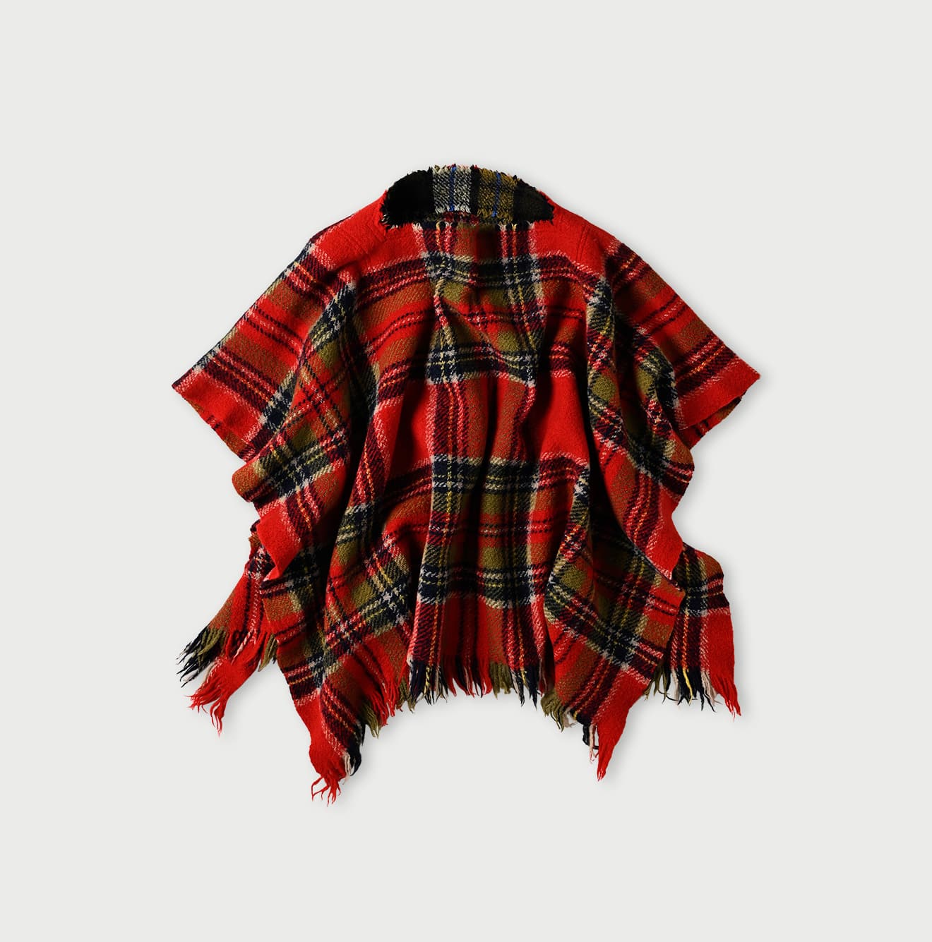 45R Merino Cashmere Check Poncho