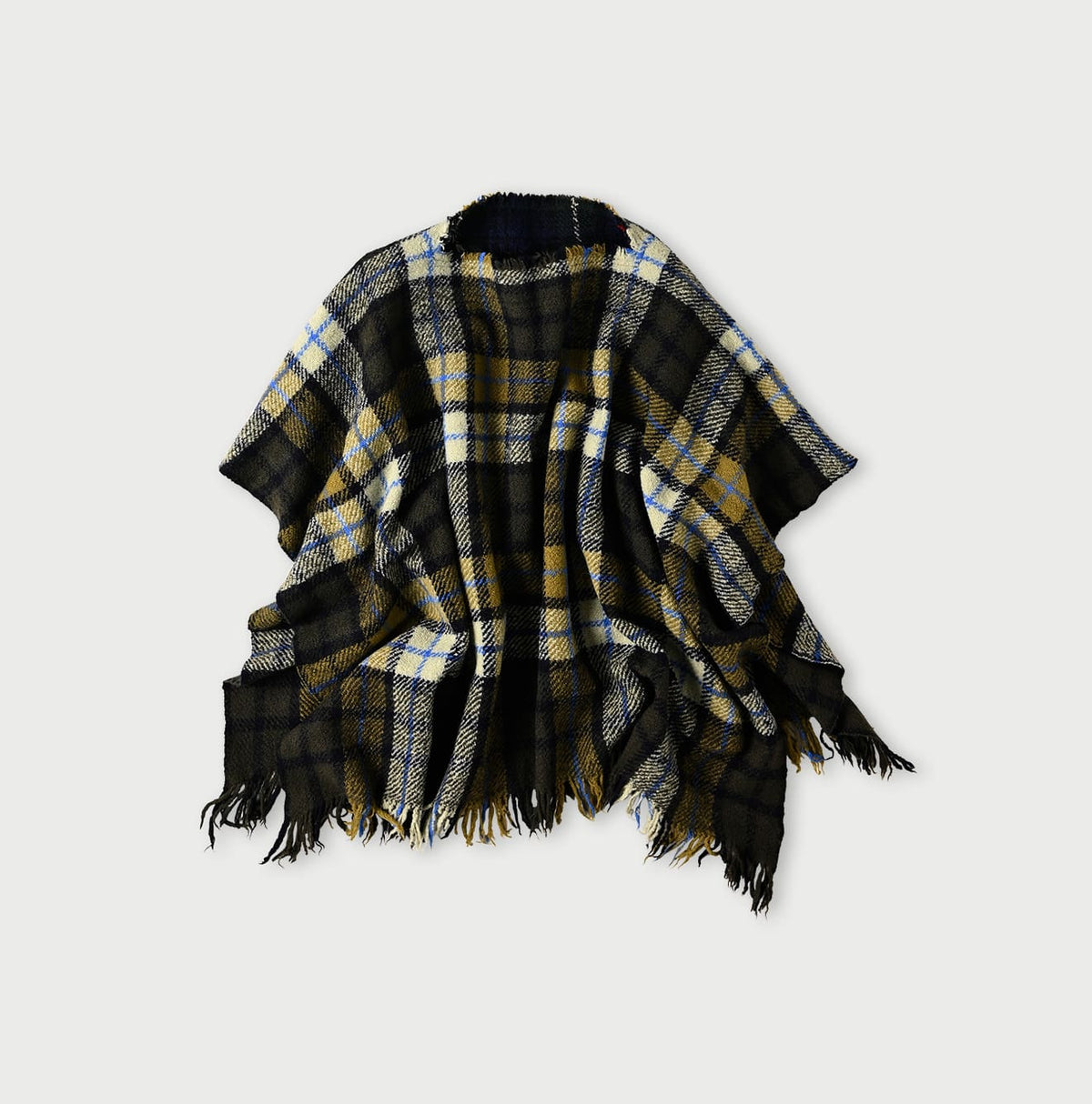 45R Merino Cashmere Check Poncho