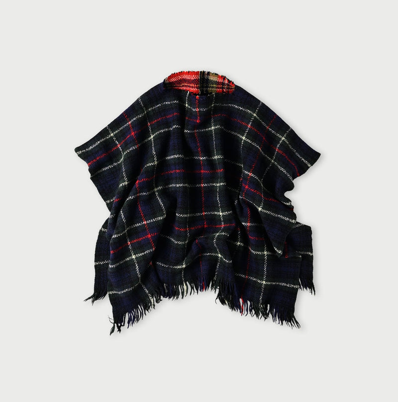 45R Merino Cashmere Check Poncho