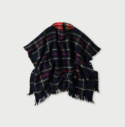 45R Merino Cashmere Check Poncho