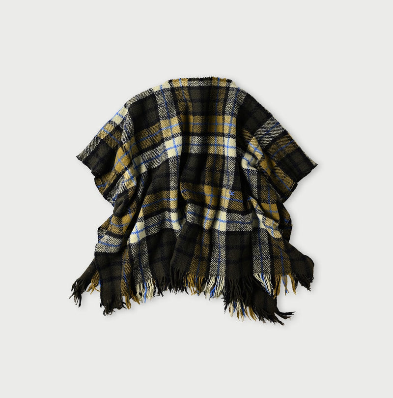 45R Merino Cashmere Check Poncho
