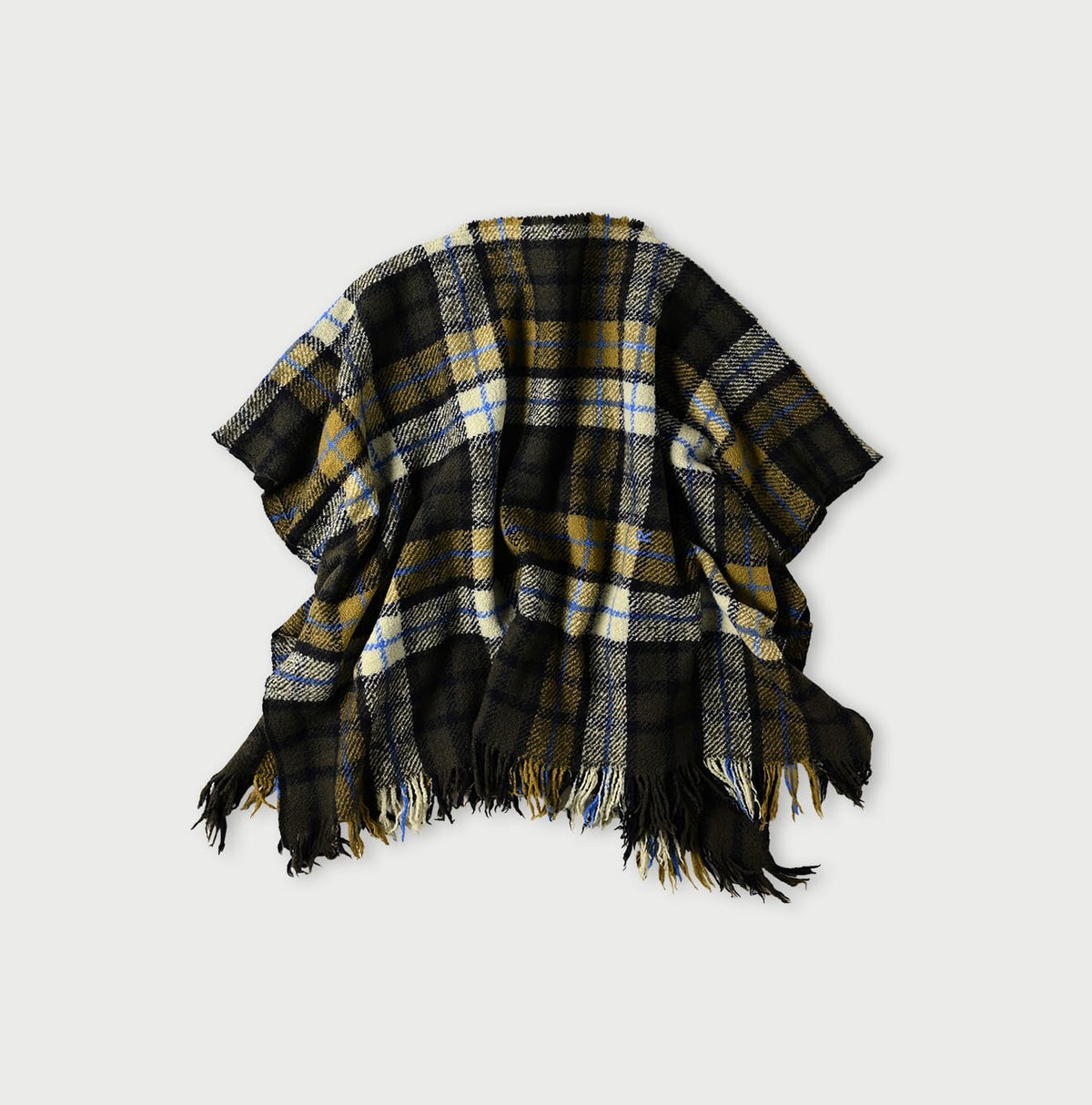 45R Merino Cashmere Check Poncho